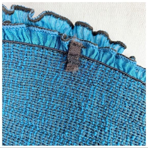 MAX STUDIO Smocked Strapless Blue/Black OS Dress - Picture 11 of 14